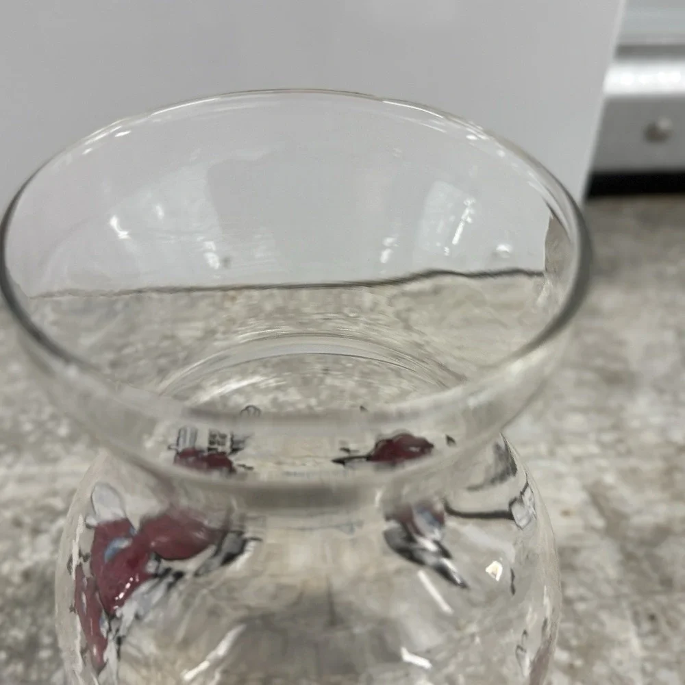 1989 Lot California Raisins Glass Carafe w Lid + 2 Christmas PVC Figures Vintage